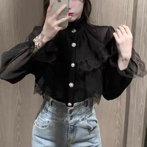 Dark Romantic Gothic Lace Blouse
