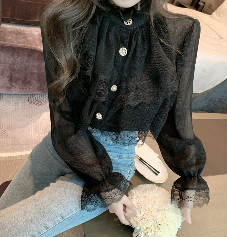 Dark Romantic Gothic Lace Blouse