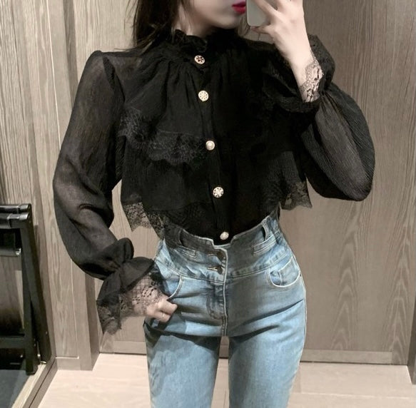 Dark Romantic Gothic Lace Blouse